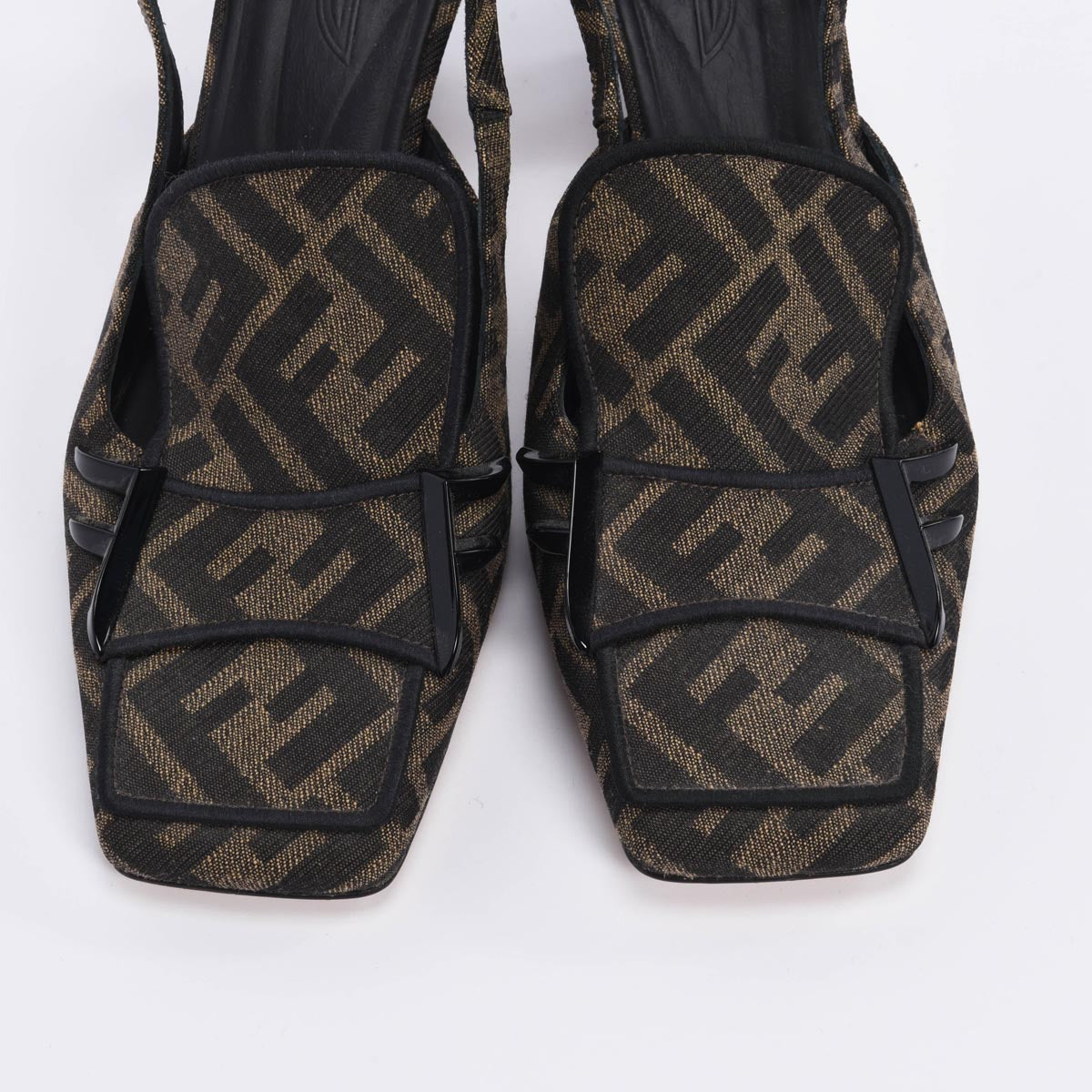 Fendi Tobacco Zucca Canvas Ffreedom Slingback Pumps 38