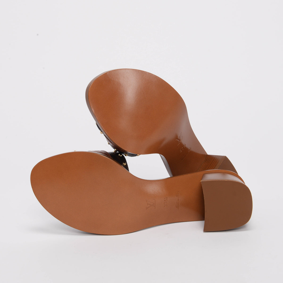 Louis Vuitton Tan Monogram Lockit Mules 37.5