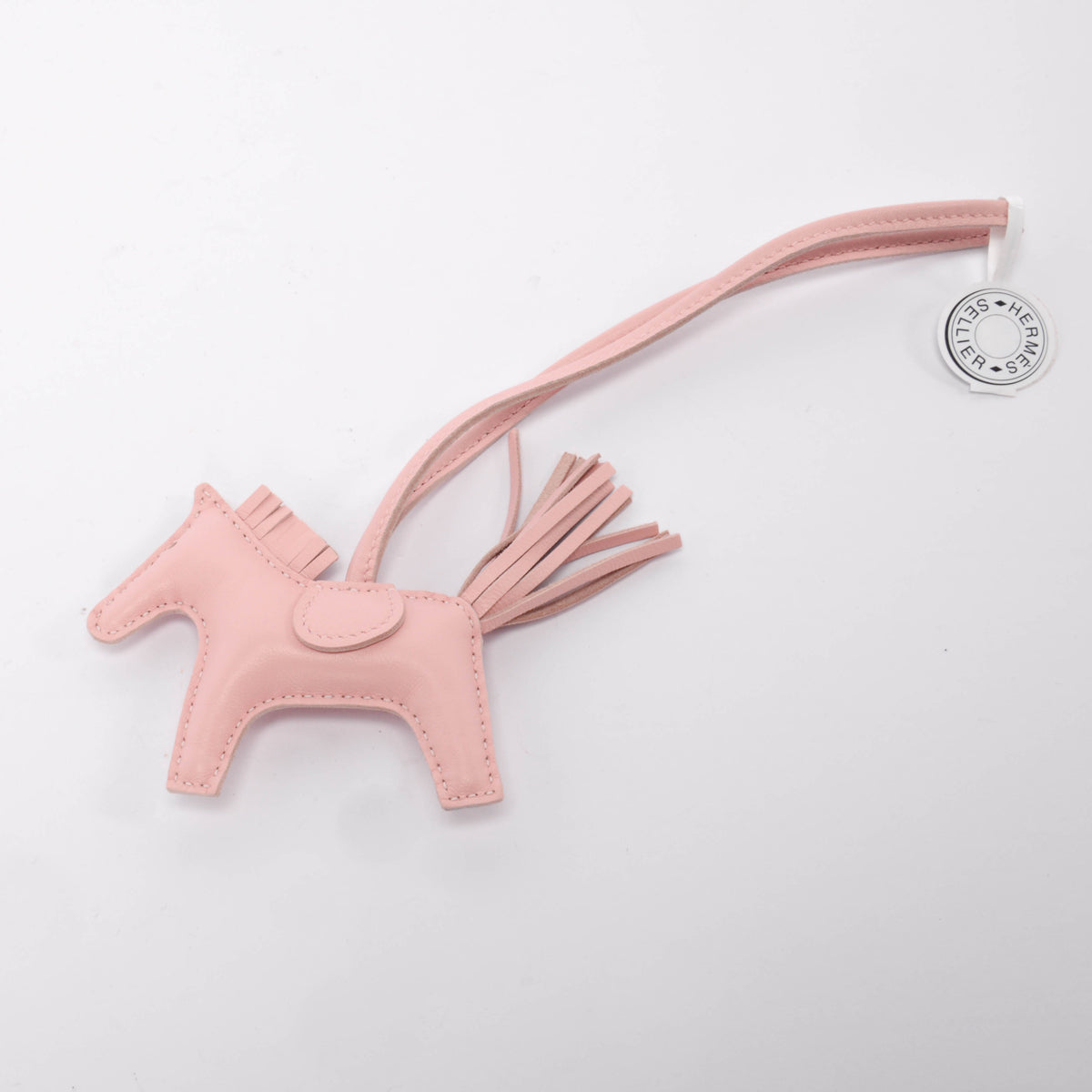 Hermes Rose Sakura Milo Lambskin Rodeo PM Bag Charm