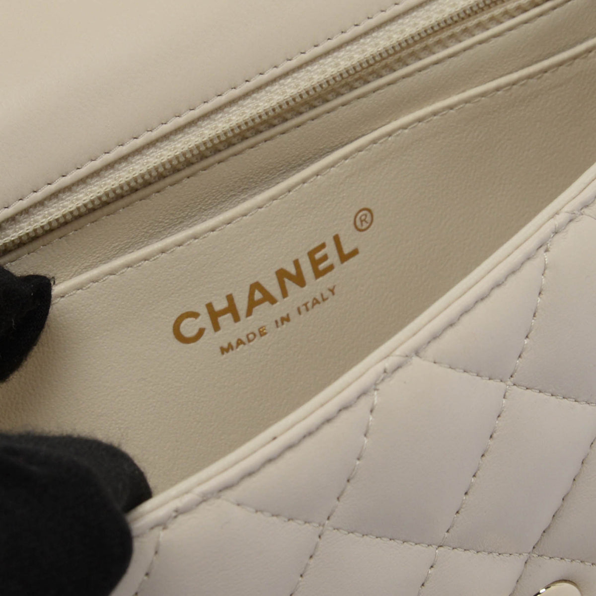 Chanel Ivory Lambskin Mini Rectangular Flap Bag
