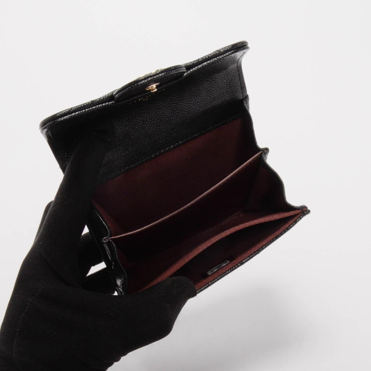 Chanel Black Quilted Caviar Classic Flap Card Holder