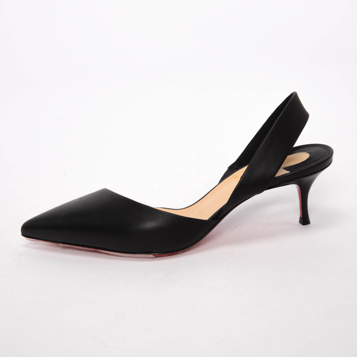 Christian Louboutin Black Nappa Viola Slingback Pumps 37.5