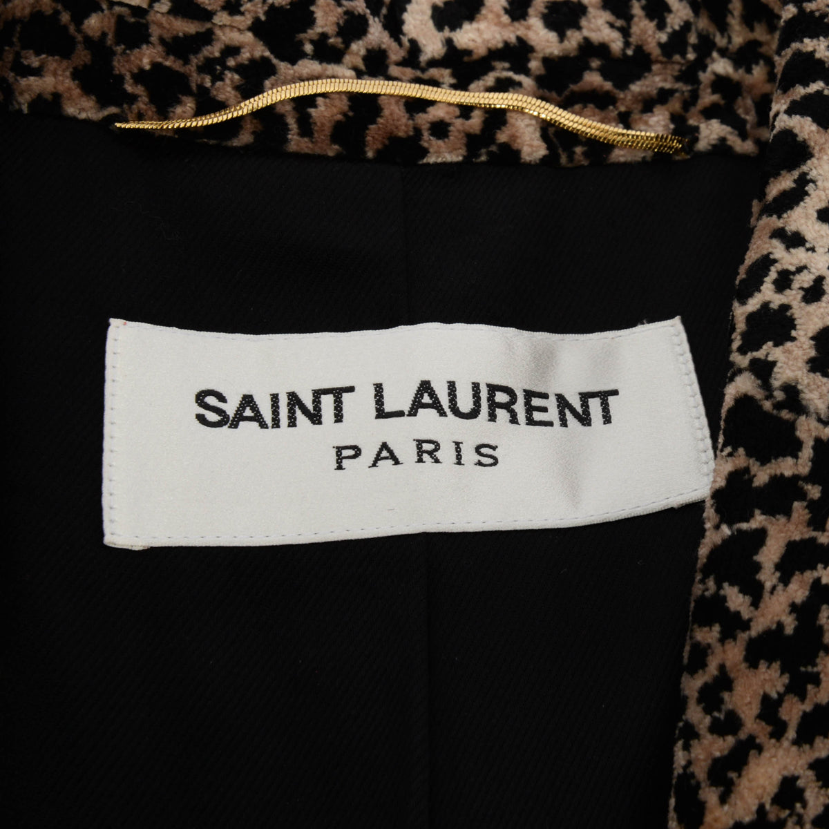 Saint Laurent Leopard Print Velvet Coat FR 36