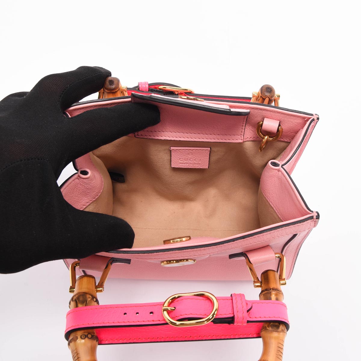Gucci Pink Grained Leather Mini Diana Tote