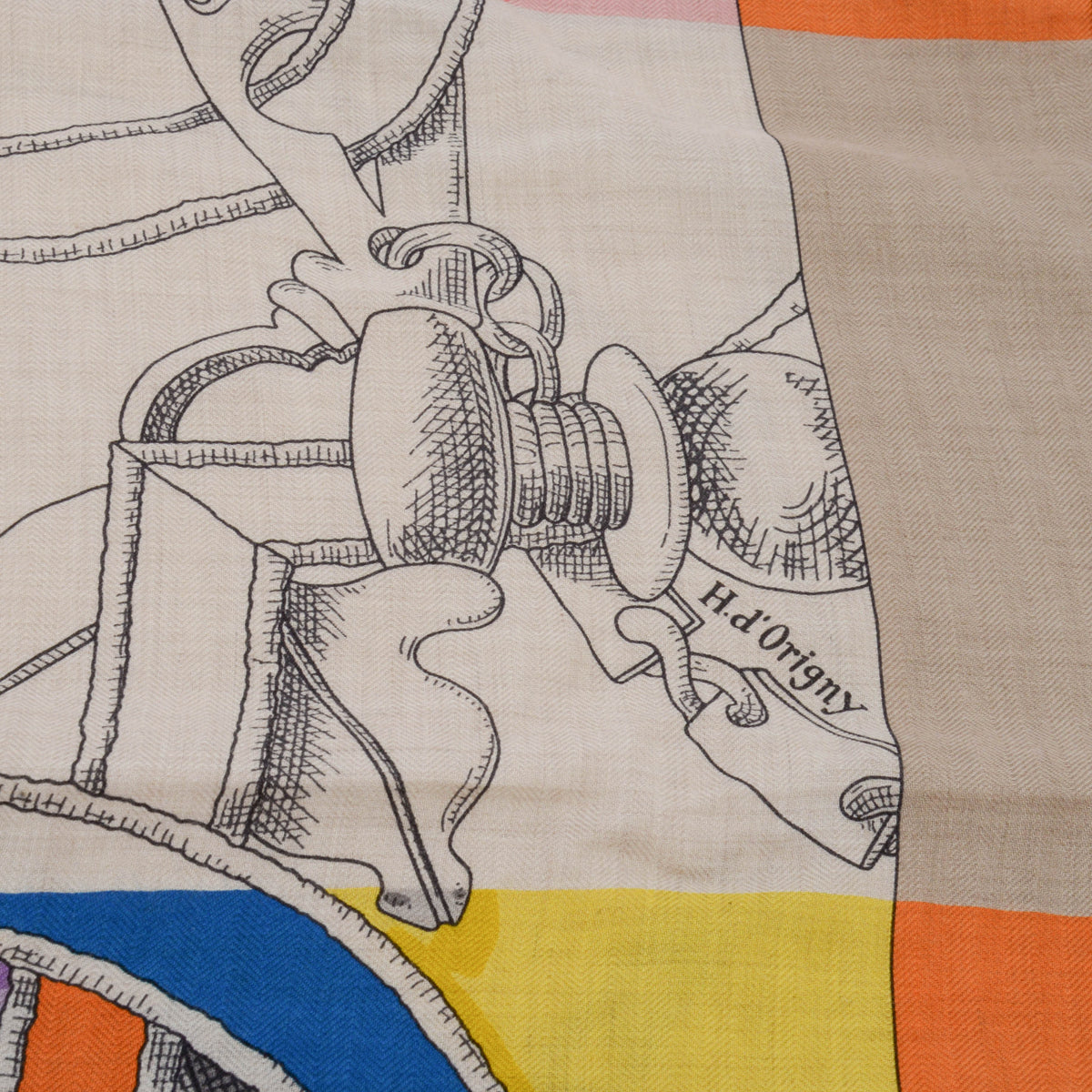 Hermes Brown Cashmere & Silk L'Instruction du Roy Shawl 140