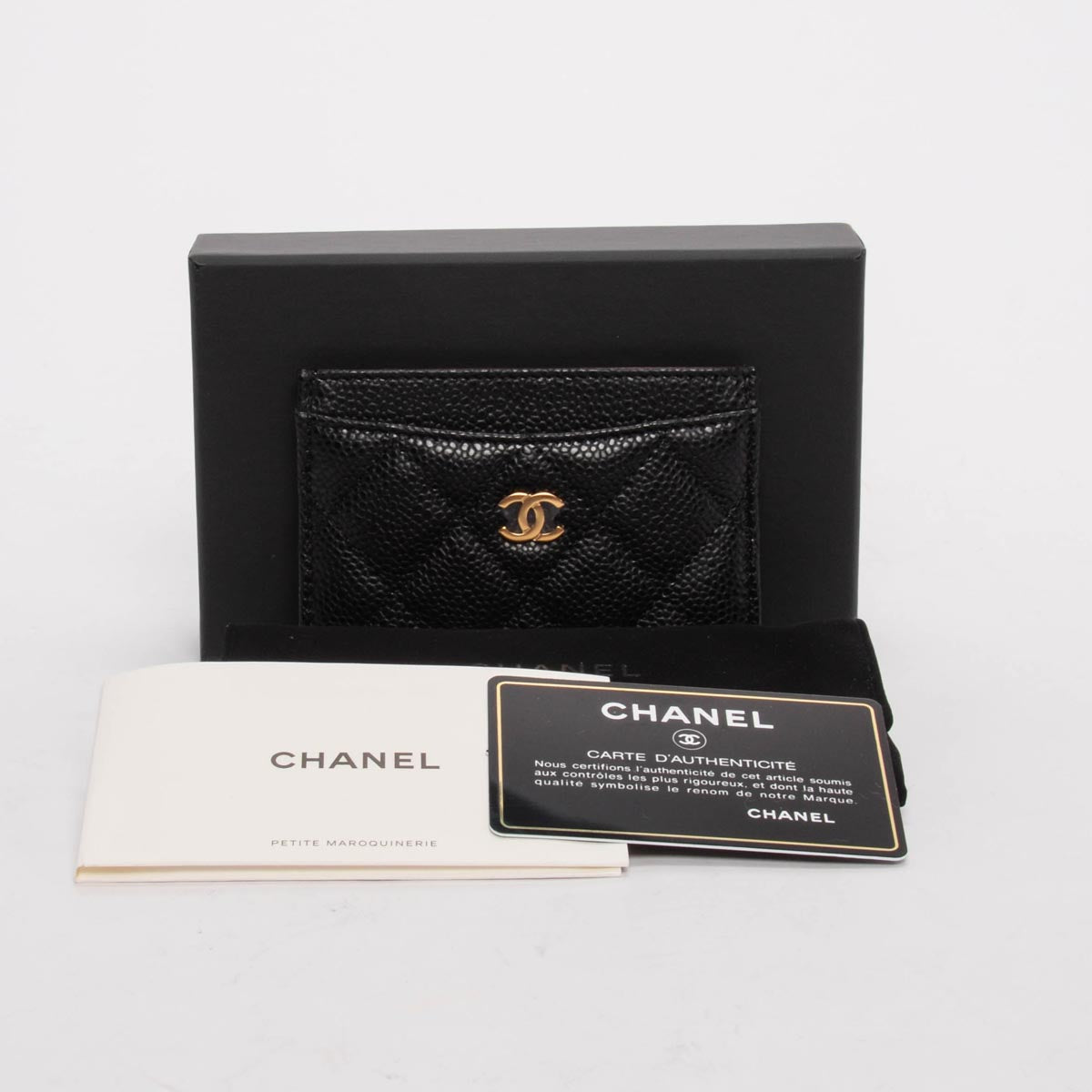 Chanel Black Quilted Caviar Classic CC Card Holder