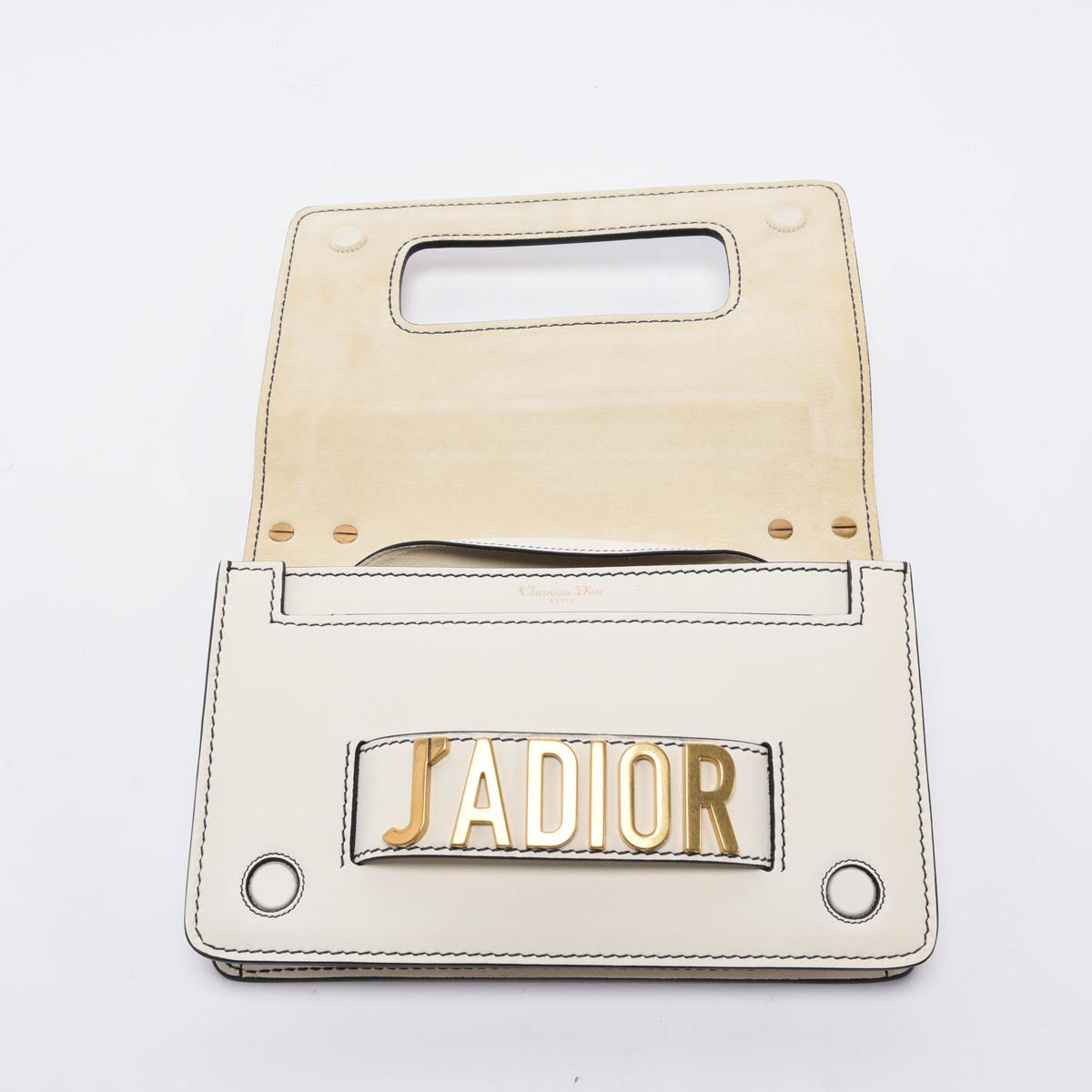 Dior White Calfskin Medium J'Adior Chain Flap Bag