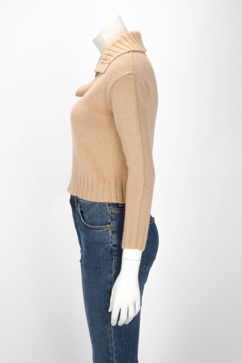 Louis Vuitton Beige Cashmere Monogram Button Sweater XS