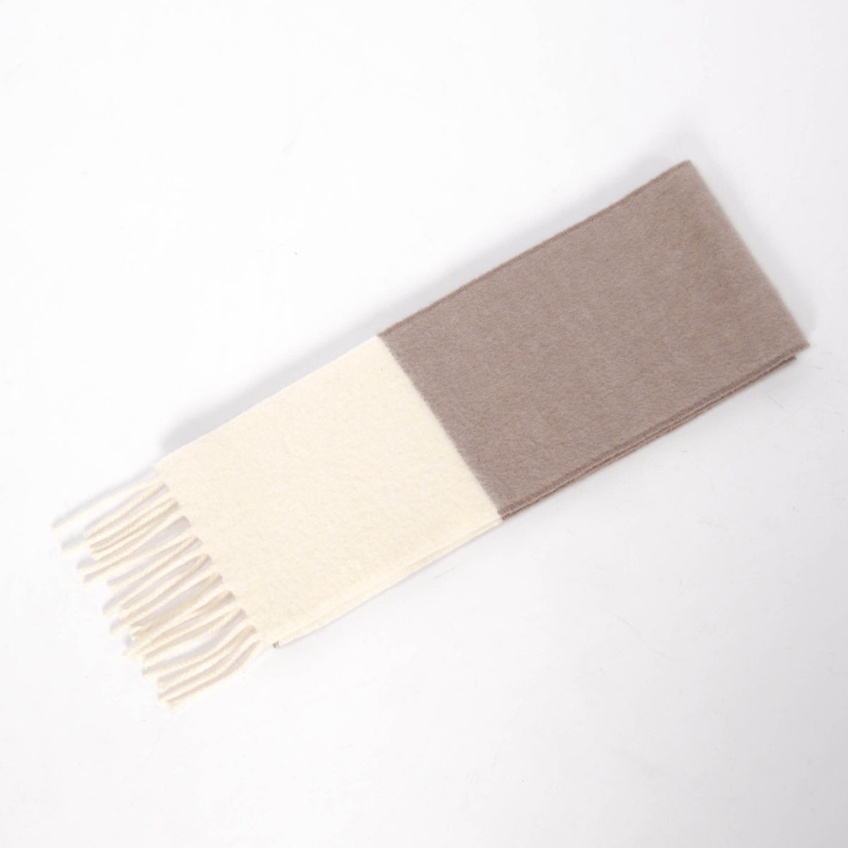 Hermes Taupe & Ivory Cashmere Allumette Scarf