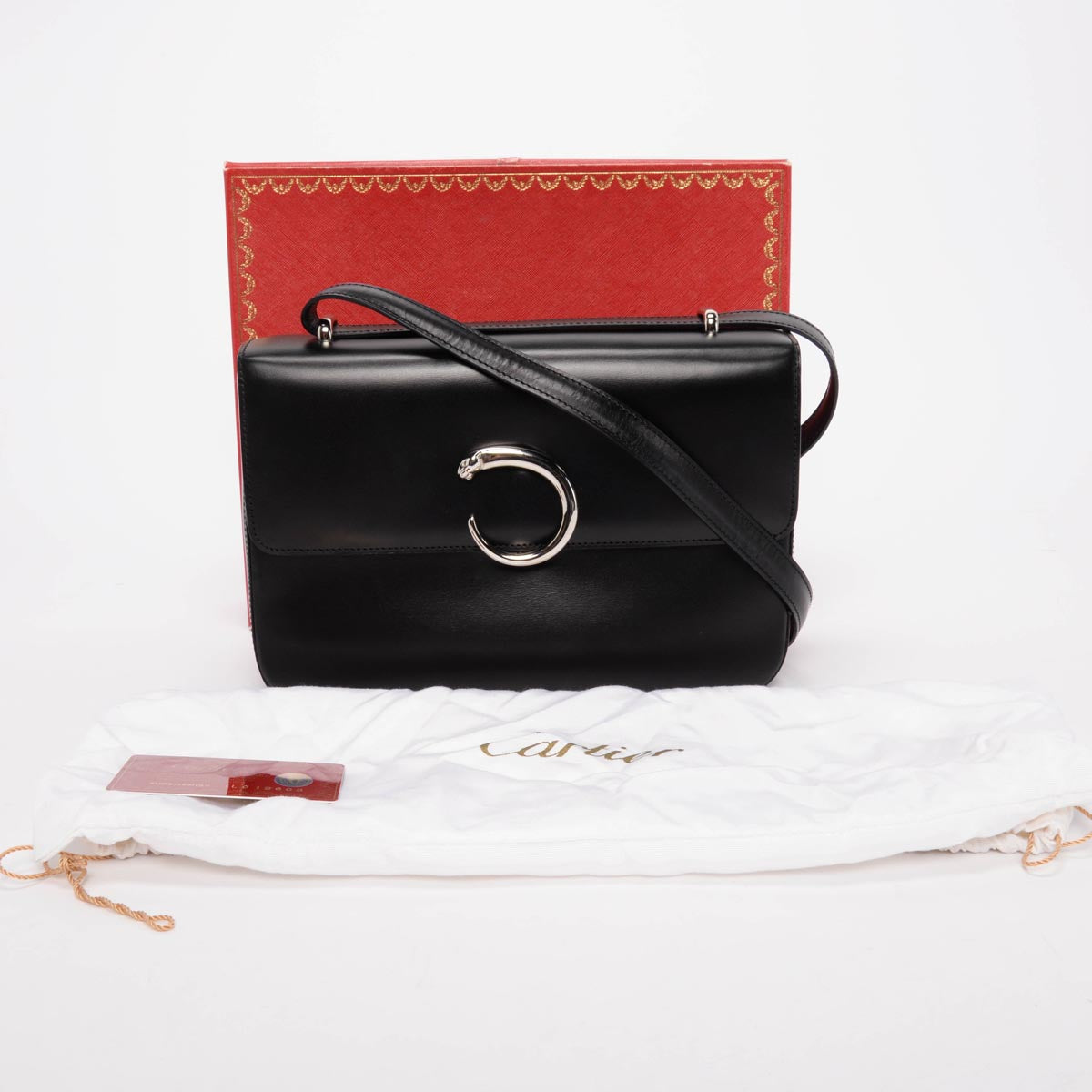 Cartier Black Calfskin Panthere Shoulder Bag