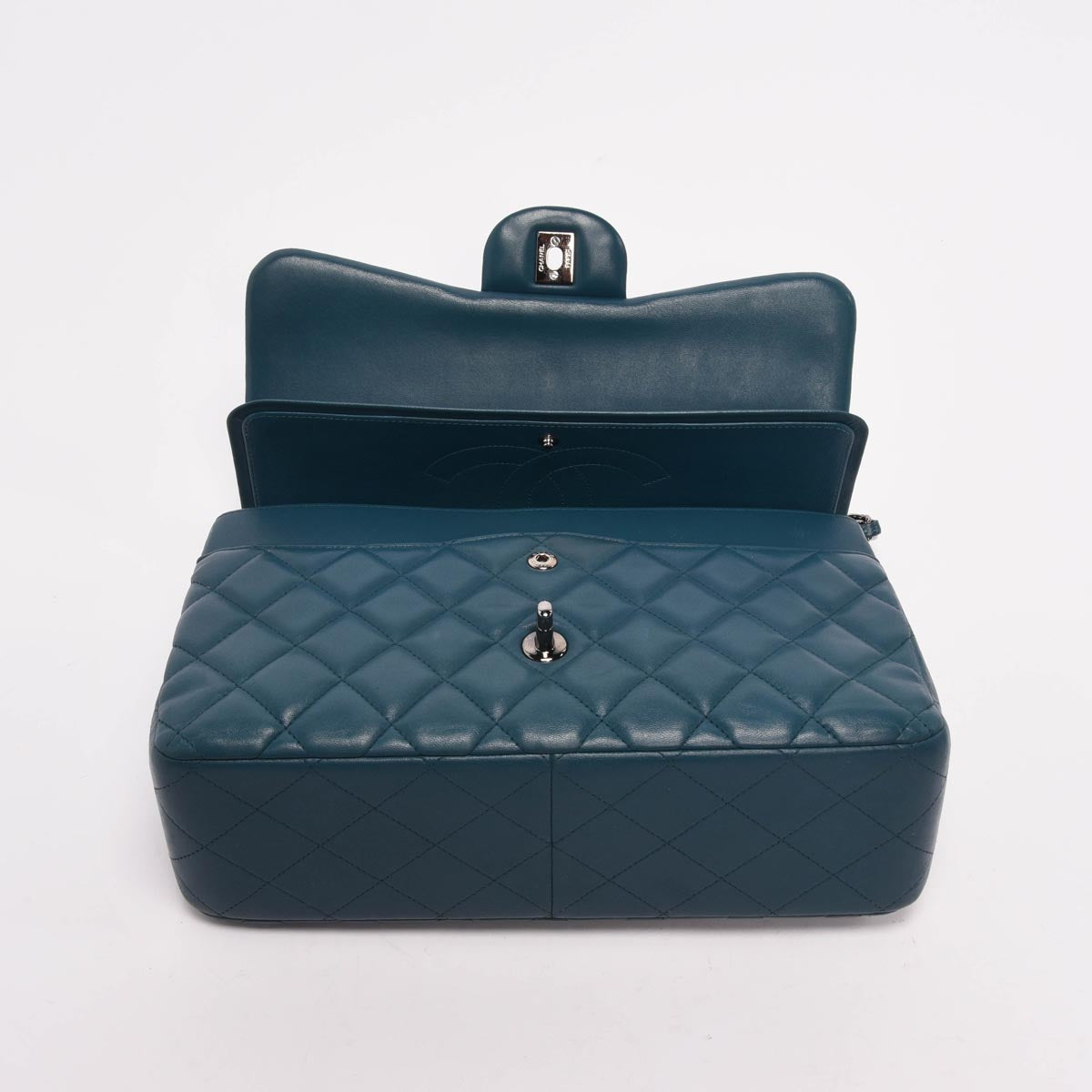 Chanel Teal Quilted Lambskin Large Classic Double Flap Bag