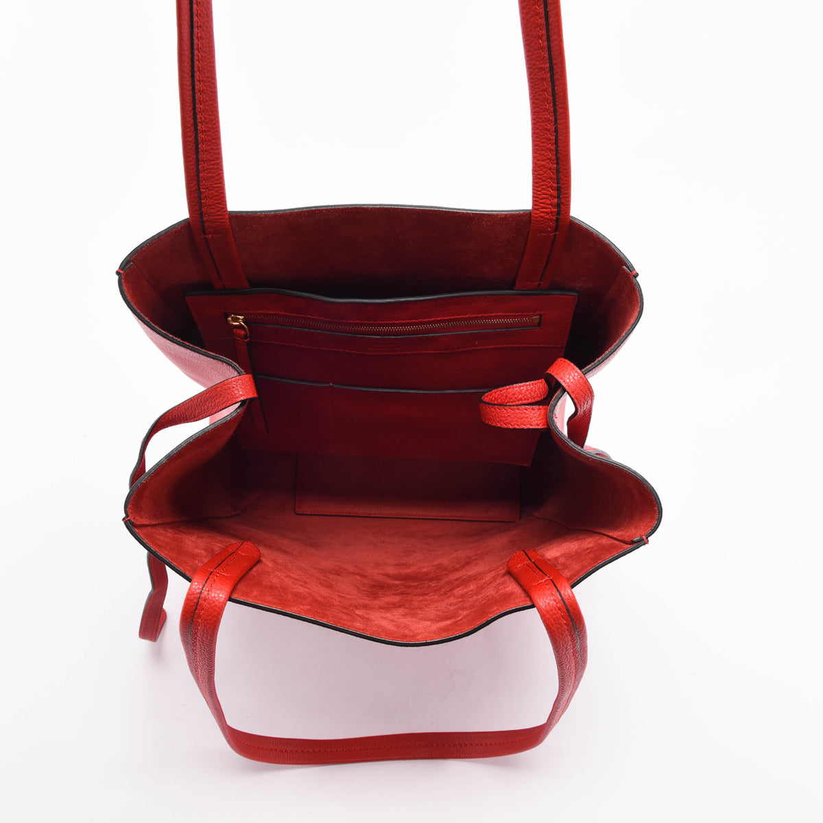 Celine Red Grained Calfskin Vertical Cabas Tote