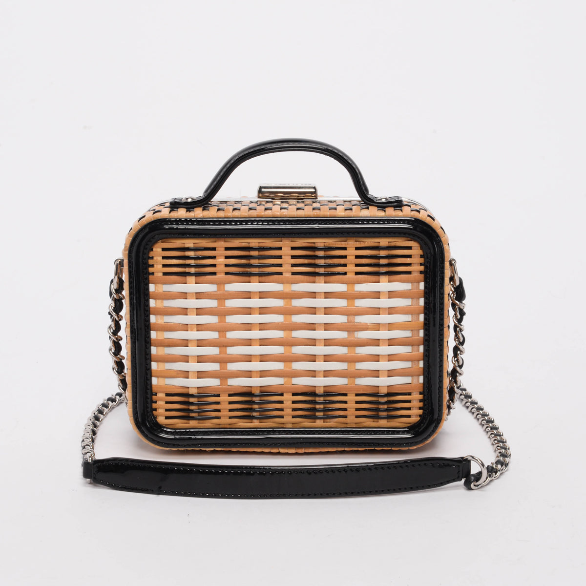 Chanel Natural Rattan Wicker Medium CC Filigree Vanity Case
