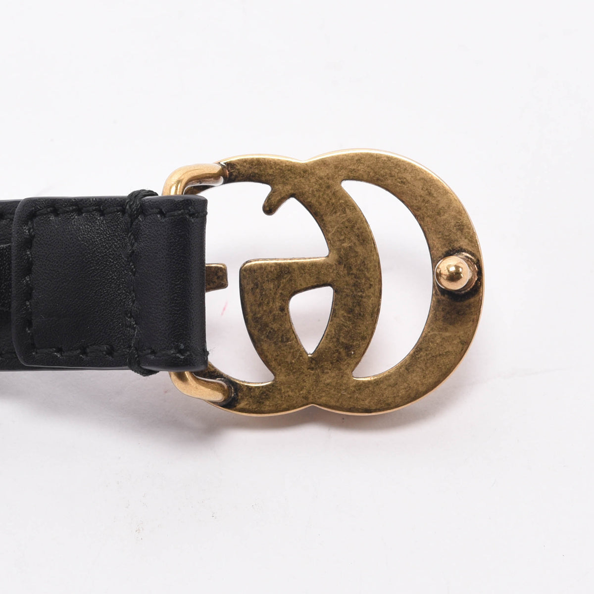 Gucci Black Smooth Leather GG Marmont Thin Belt