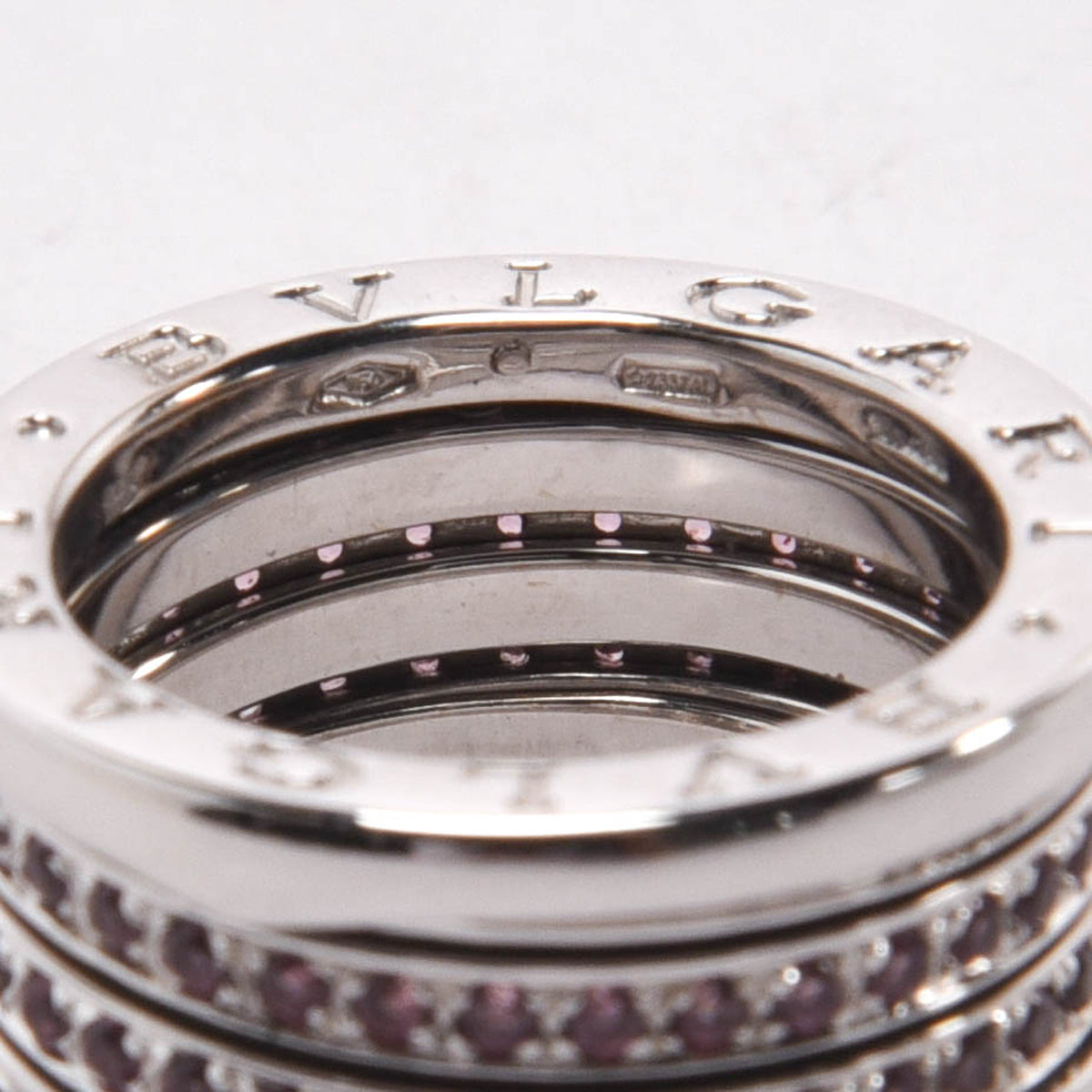 Bulgari 18k White Gold & Pink Sapphire B.Zero1 Ring