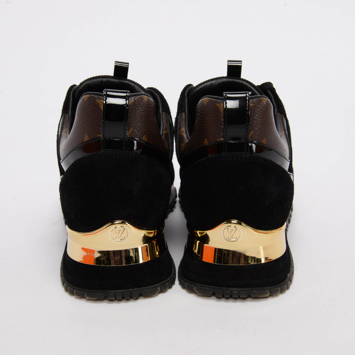 Louis Vuitton Black Suede & Monogram Run Away Sneakers 38