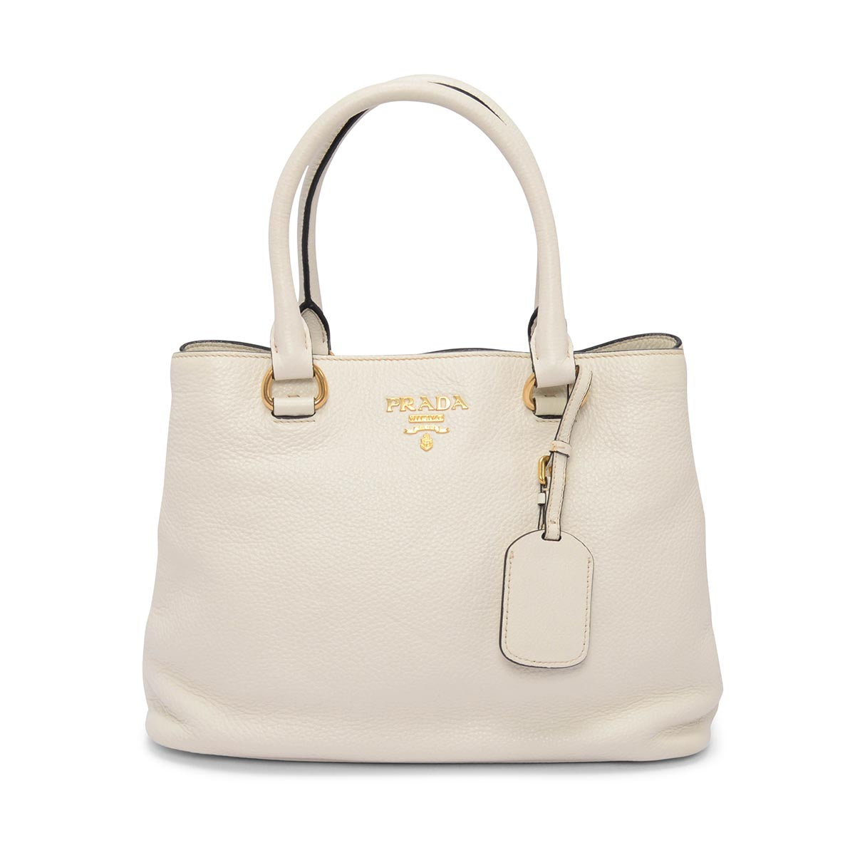 Prada Talco White Vitello Phenix Small Shoulder Bag