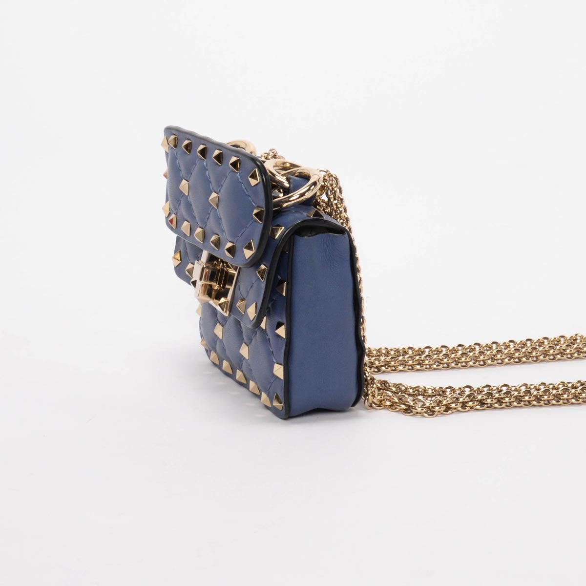 Valentino Blue Nappa Leather Micro Rockstud Spike Bag
