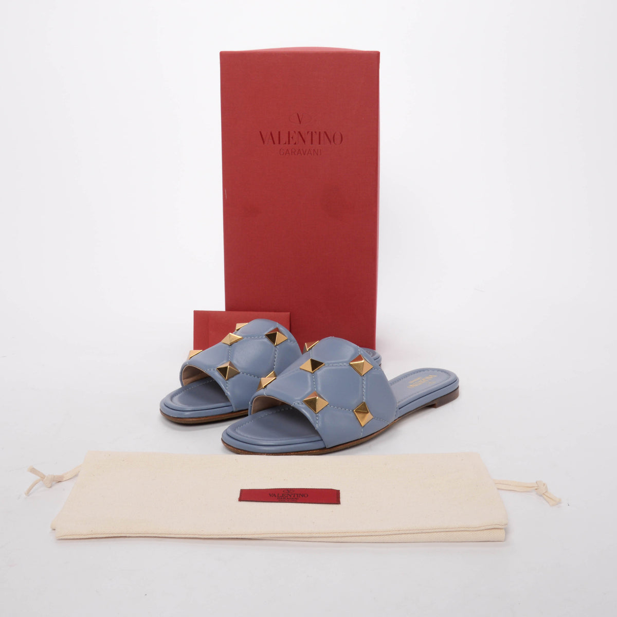 Valentino Niagara Lambskin Roman Stud Flat Slides 39
