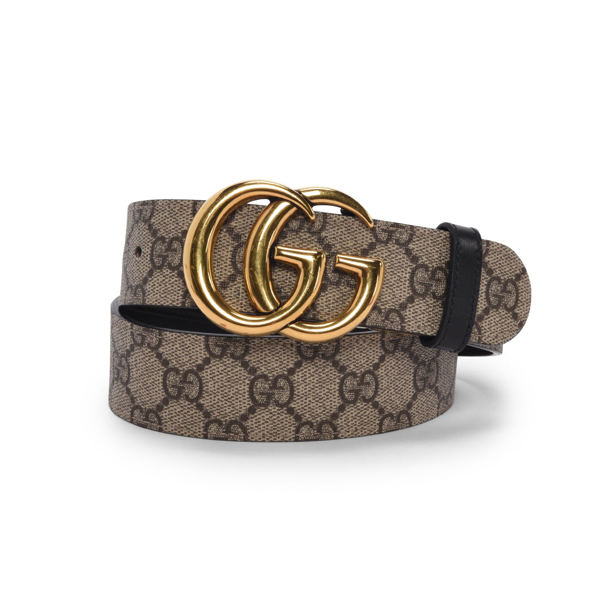 Gucci Black Leather & GG Supreme GG Marmont Reversible Belt