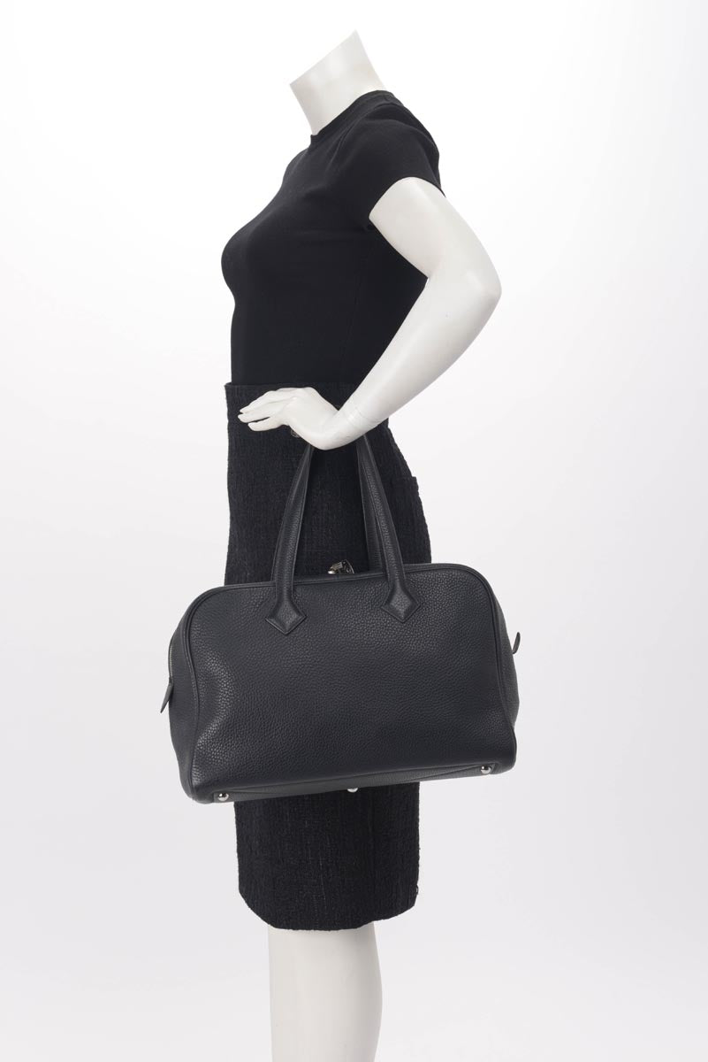 Hermes Dark Navy Clemence Leather Victoria II 35 Bag