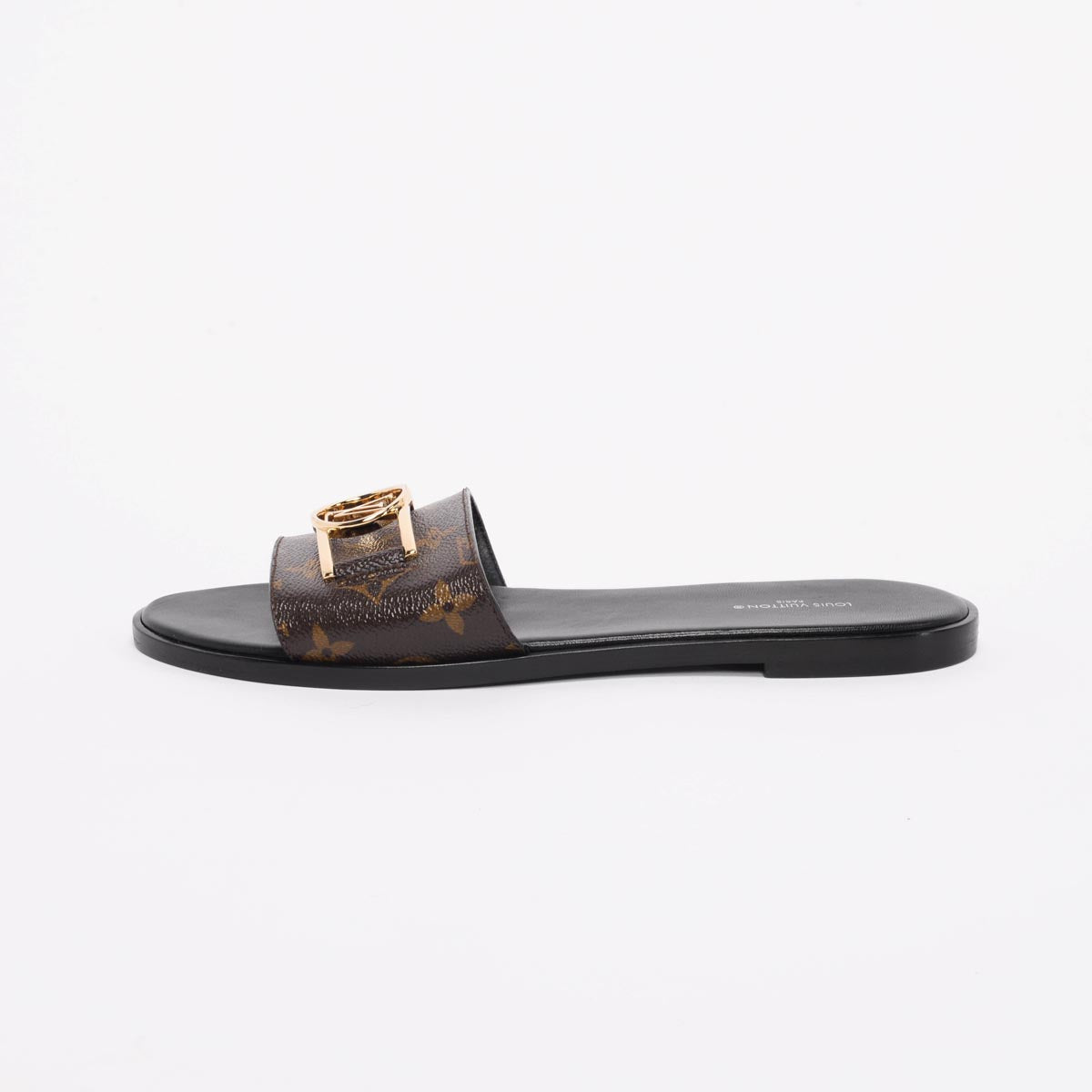 Louis Vuitton Black Monogram Lock It Flat Mules 40