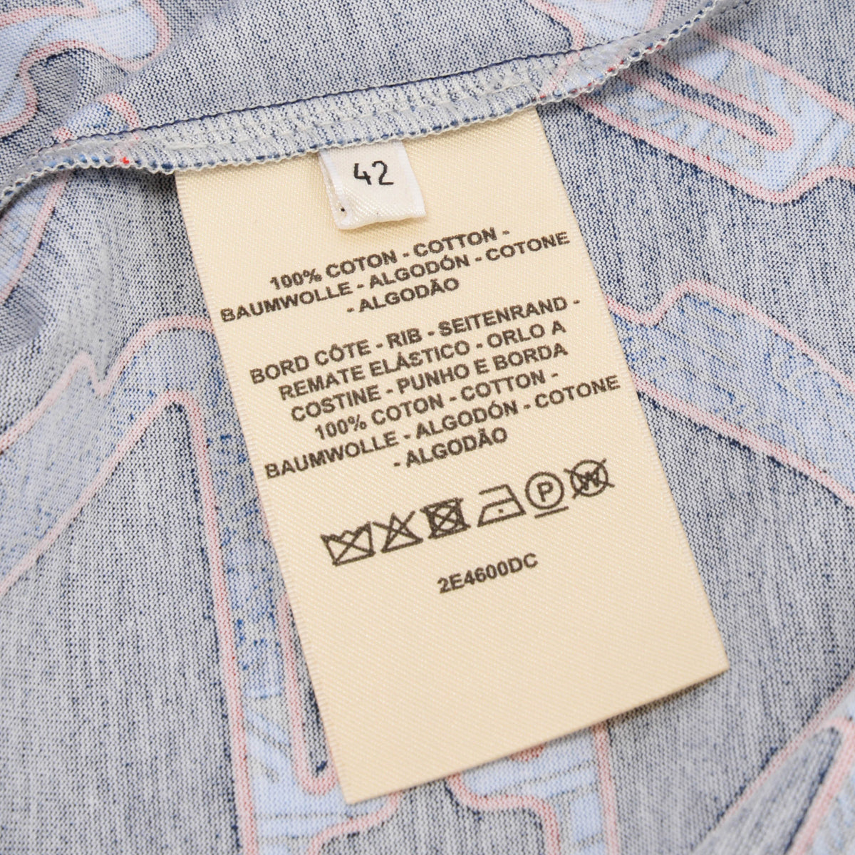 Hermes Navy Cotton Tatersales Micro T-Shirt FR 42