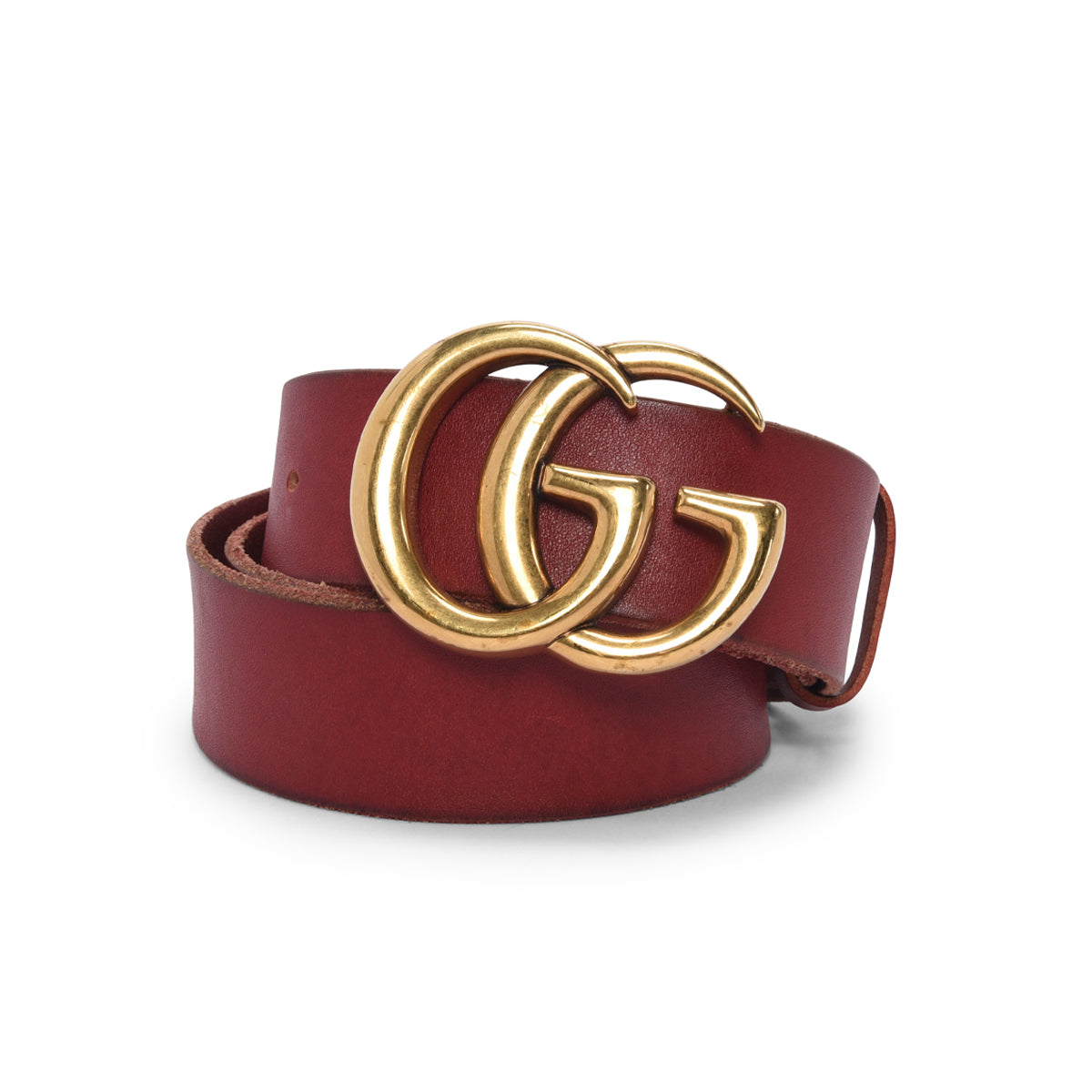 Gucci Red Burnished Leather GG Marmont Wide Belt