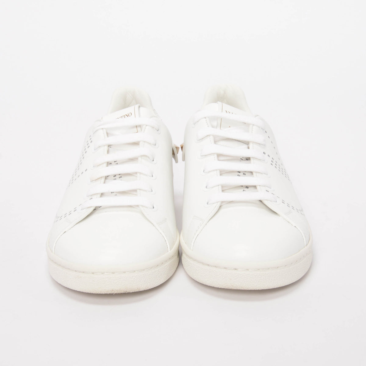 Valentino White Calfskin VLogo Backnet Sneakers 38