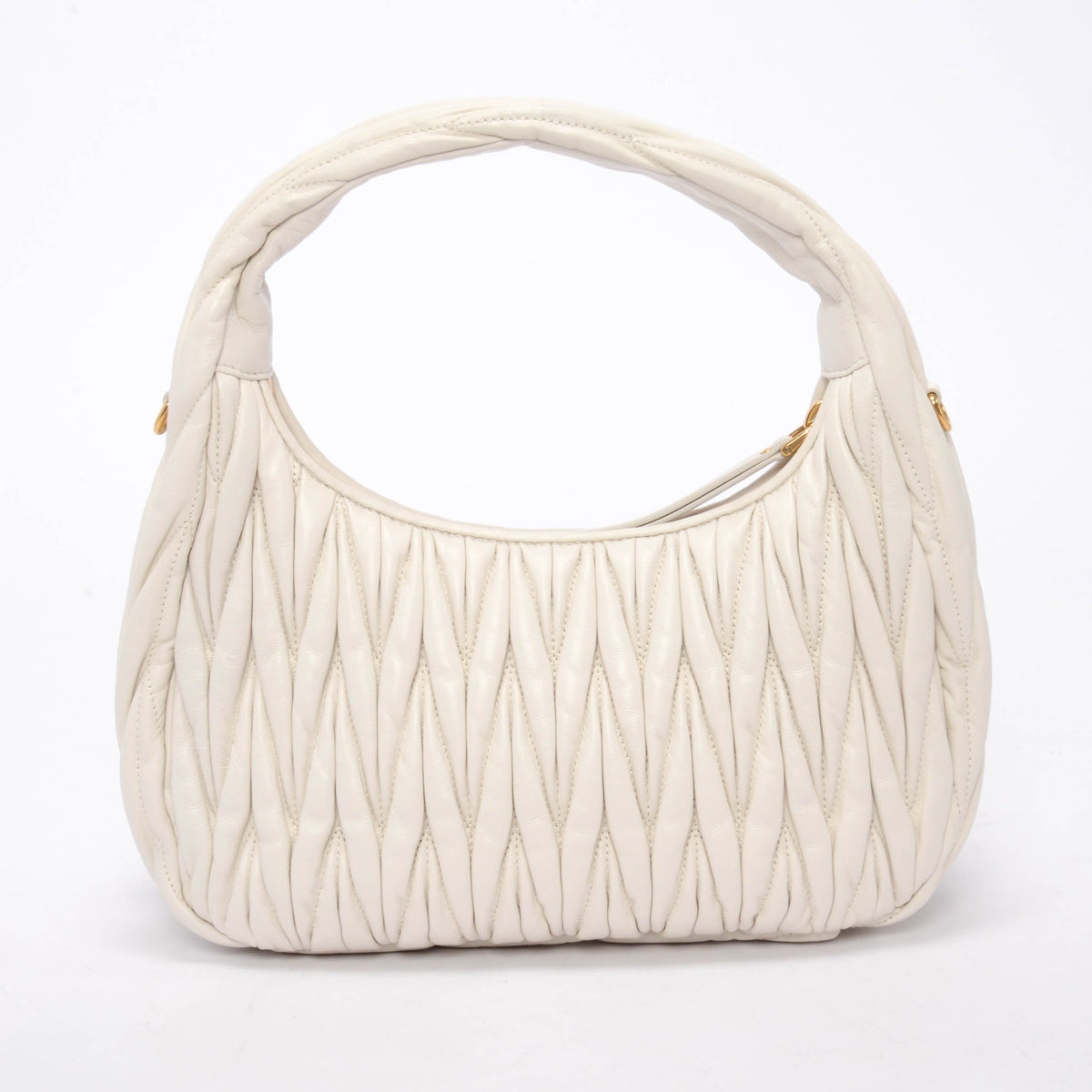 Miu Miu White Nappa Matelasse Medium Wander Bag