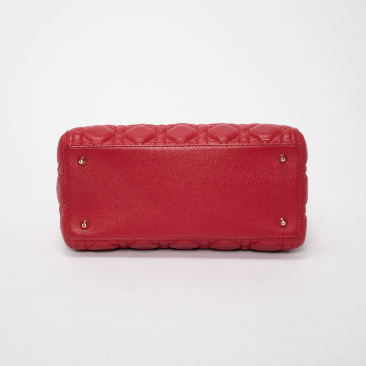 Dior Red Lambskin Cannage Medium Lady Dior Bag