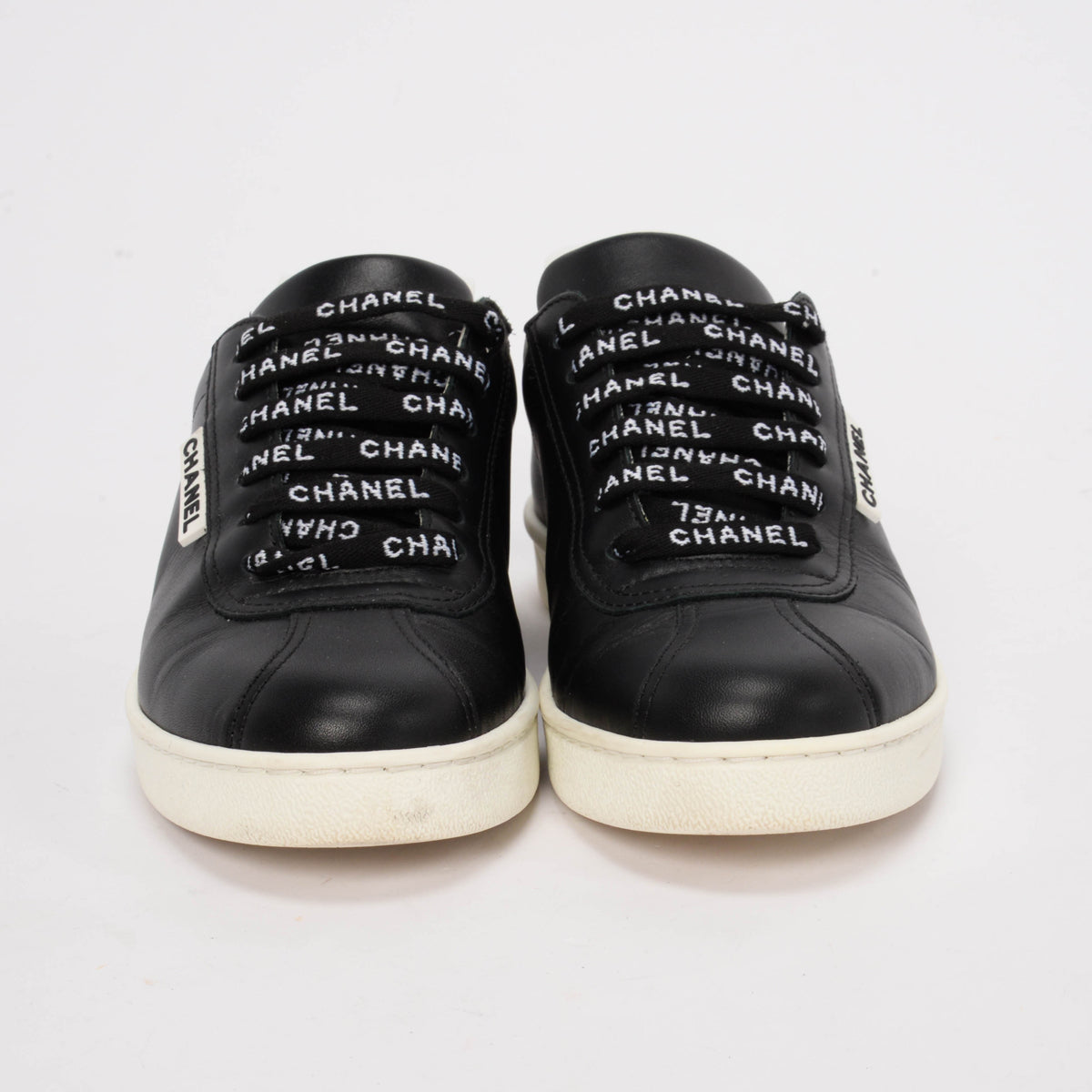 Chanel Black Calfskin Weekender Logo Sneakers 36