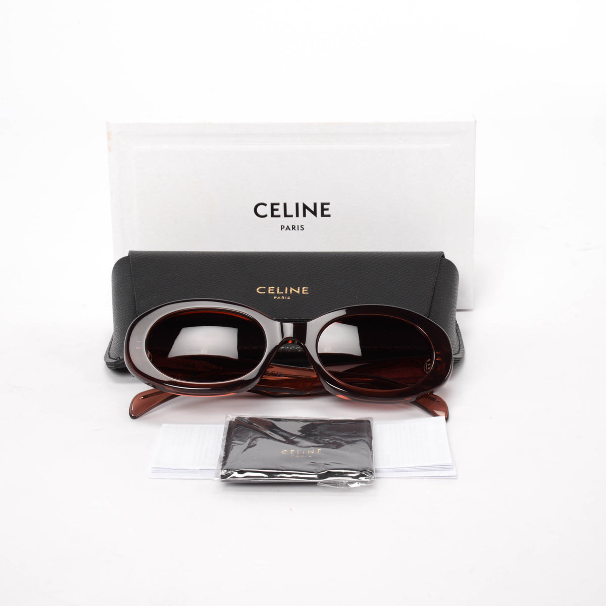 Celine Burgundy Triomphe Oval Sunglasses