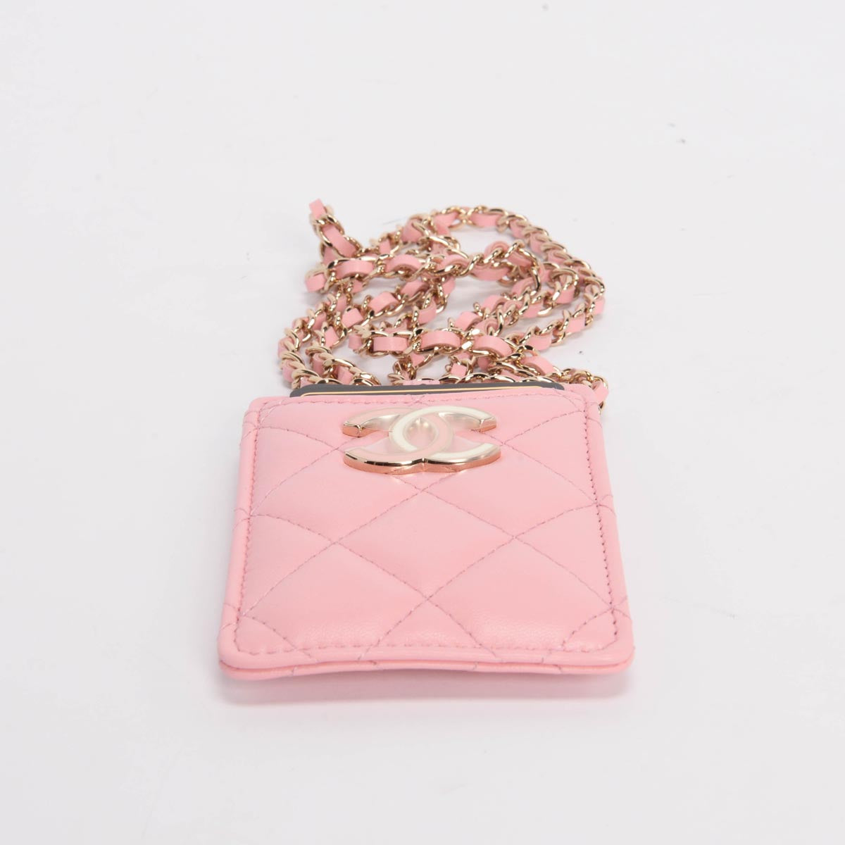 Chanel Pink Lambskin CC Chain Card Holder