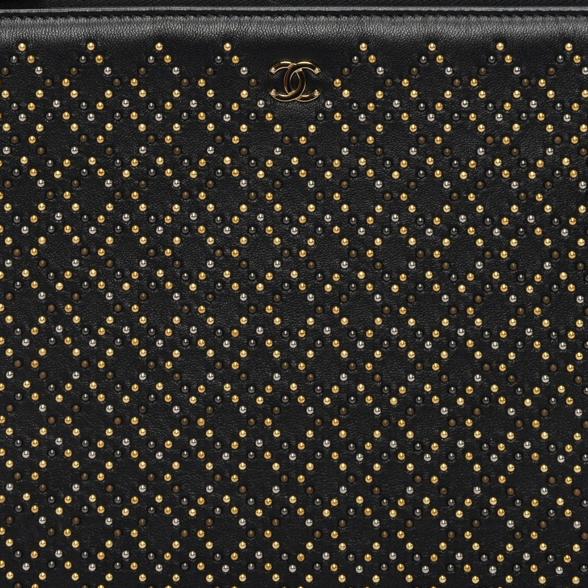 Chanel Black Studded Leather Medium O-Case