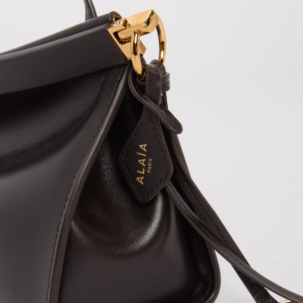 Alaia Dark Brown Calfskin Le Click East West Medium Bag