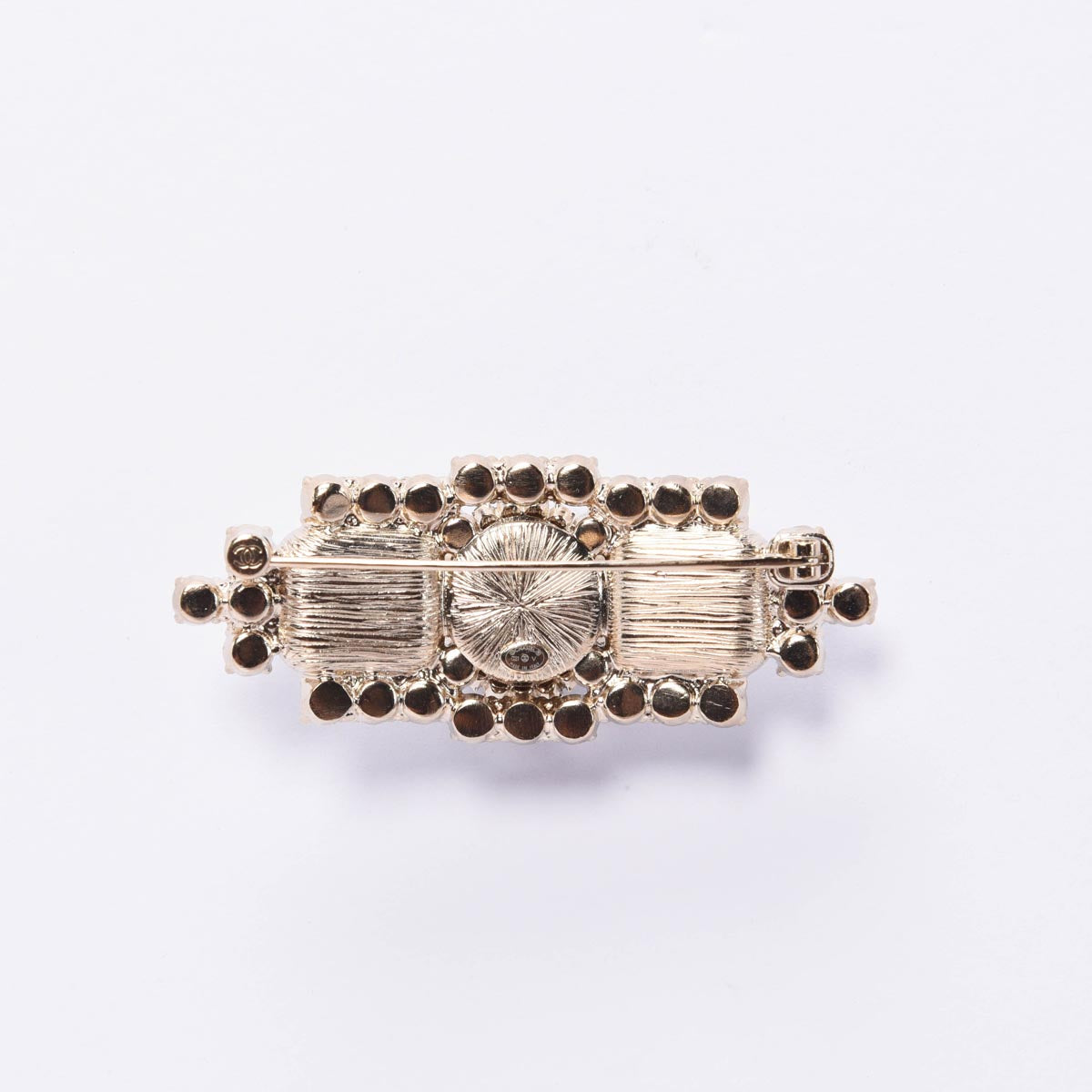 Chanel Pearl & Black Crystal CC Bar Brooch