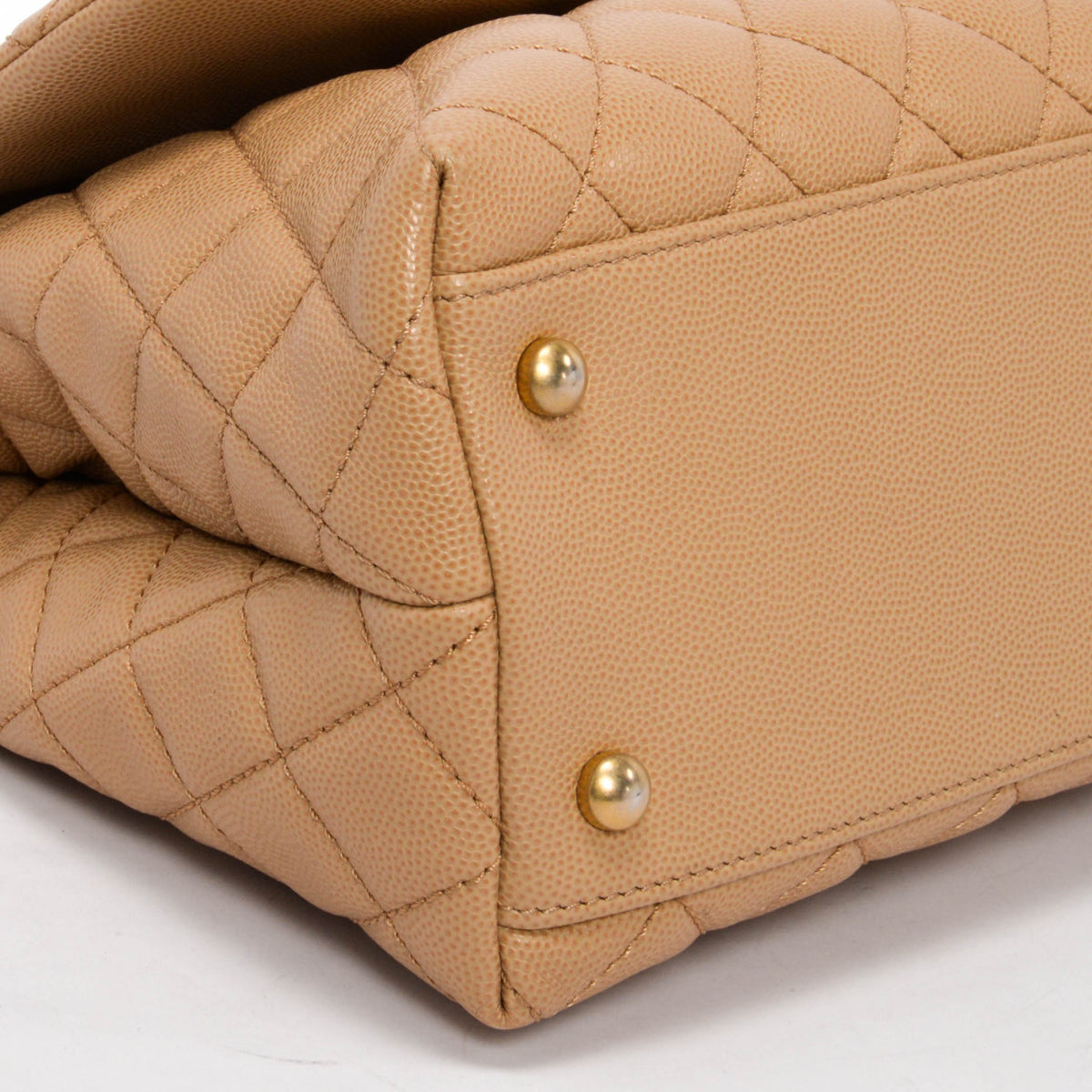 Chanel Beige & Burgundy Caviar & Lizard Medium Coco Handle Bag