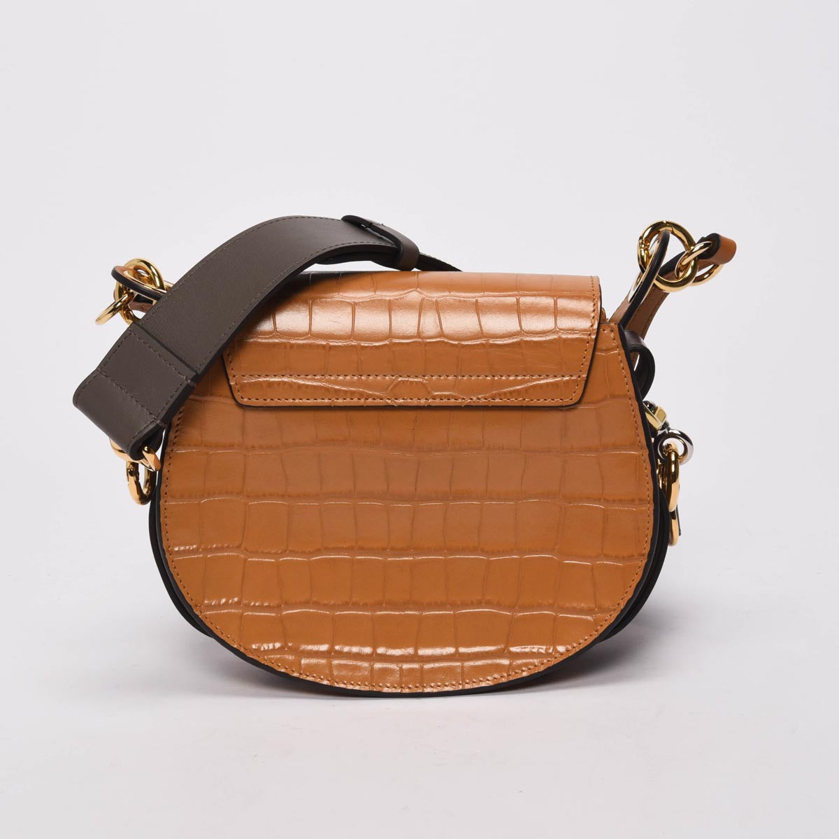 Chloe Autumnal Brown Croc Embossed Small Tess Bag