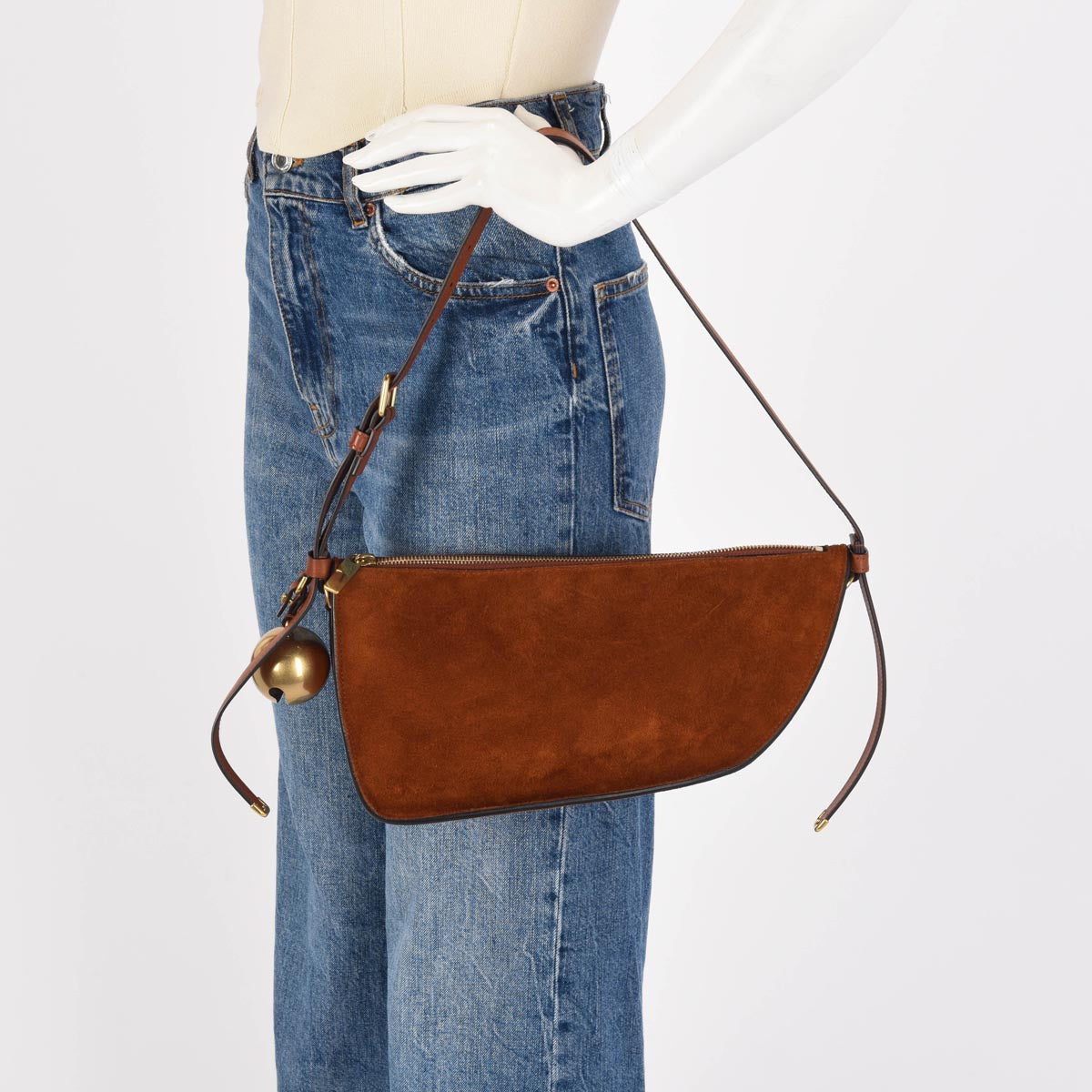 Burberry Tobacco Suede Shield Sling Bag