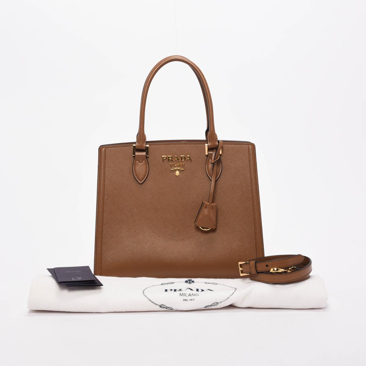 Prada Cannella Saffiano 2Way Tote
