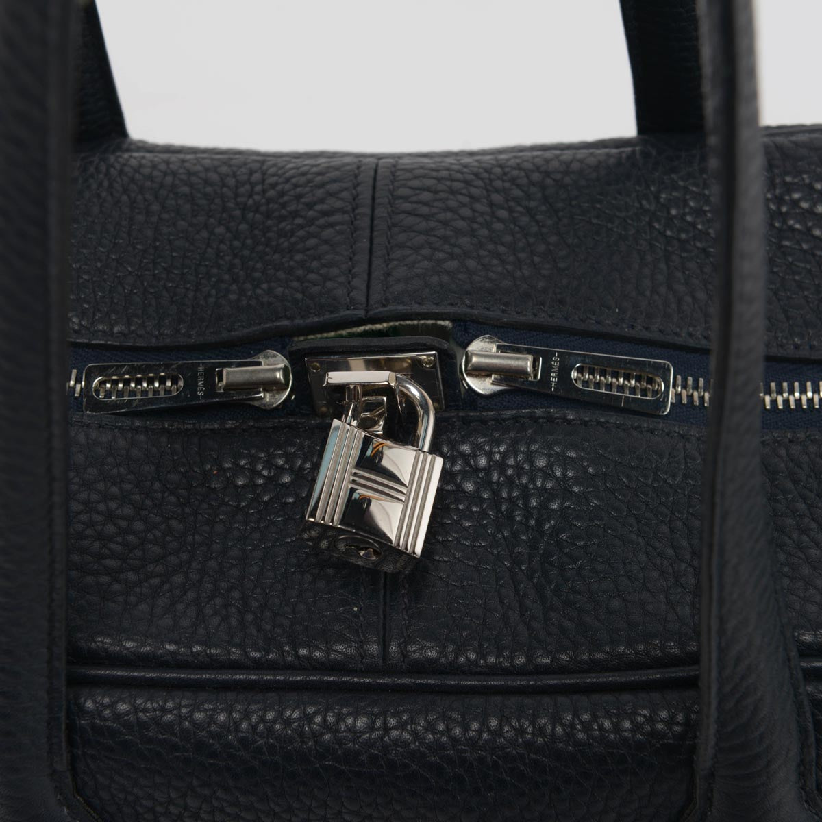 Hermes Dark Navy Clemence Leather Victoria II 35 Bag