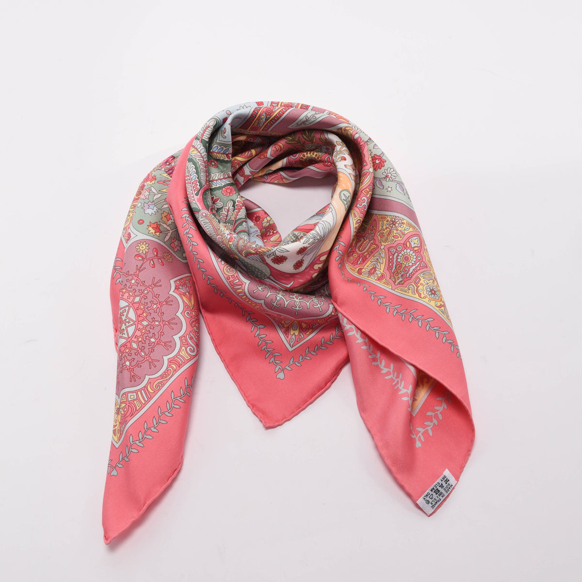 Hermes Pink Silk Aux Portes du Palais Scarf