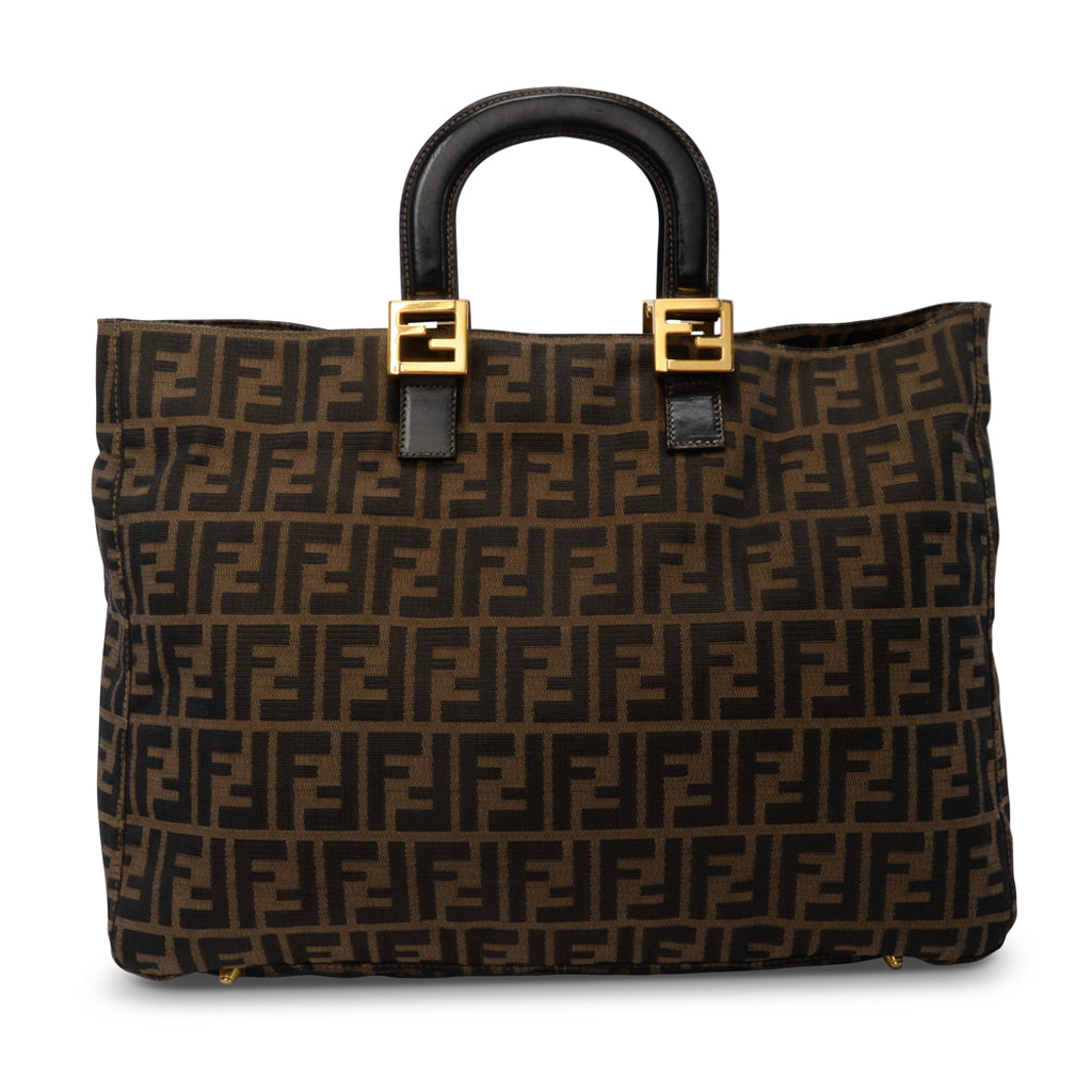 Fendi Tobacco Zucca Canvas Large Twins Tote