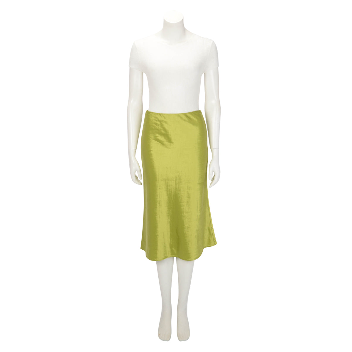 Prada Chartreuse Satin A-Line Skirt IT 40