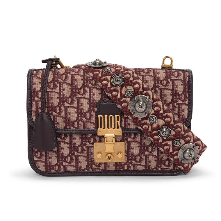 Dior Burgundy Oblique Medium DiorAddict Flap Bag + Strap