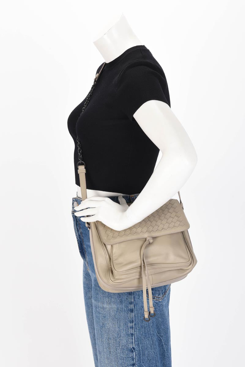 Bottega Veneta Stone Nappa Intrecciato Small Saddle Bag