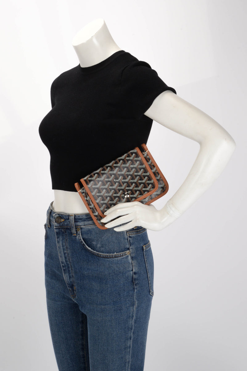 Goyard Black & Tan Goyardine Plumet Pocket Wallet Mini Bag
