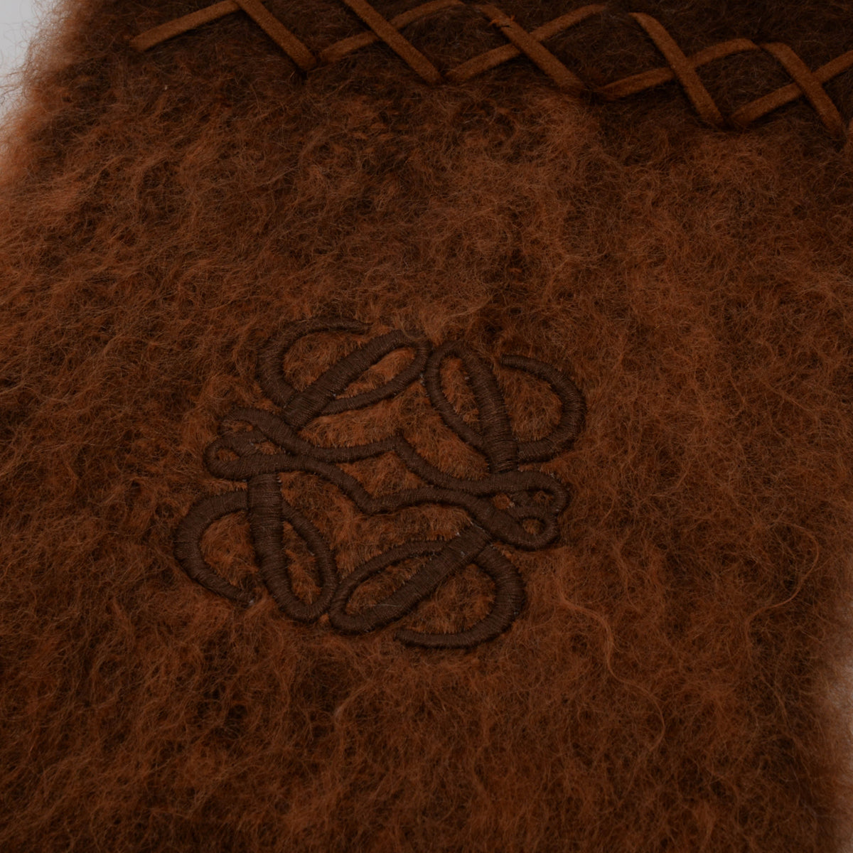 Loewe Brown Felted Mohair Anagram Scarf