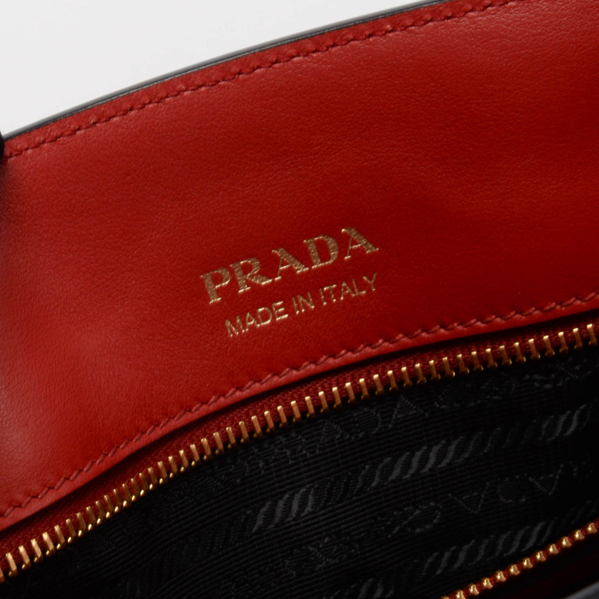 Prada Red & Navy Saffiano Cuir Bibliotheque Bag